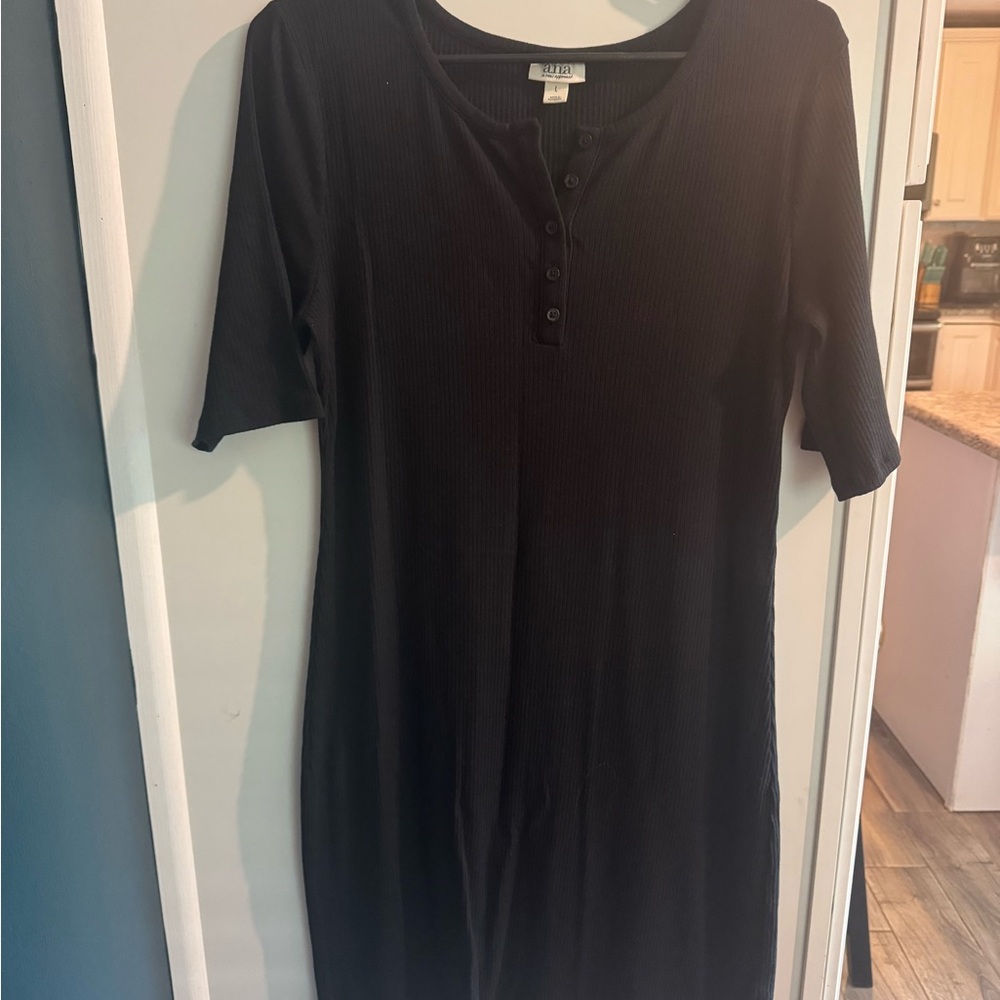 a.n.a Black Midi Dress